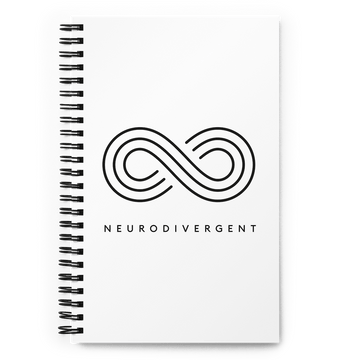 Infinity Symbol Journal with 'Neurodivergent' text – a notebook celebrating neurodiversity.